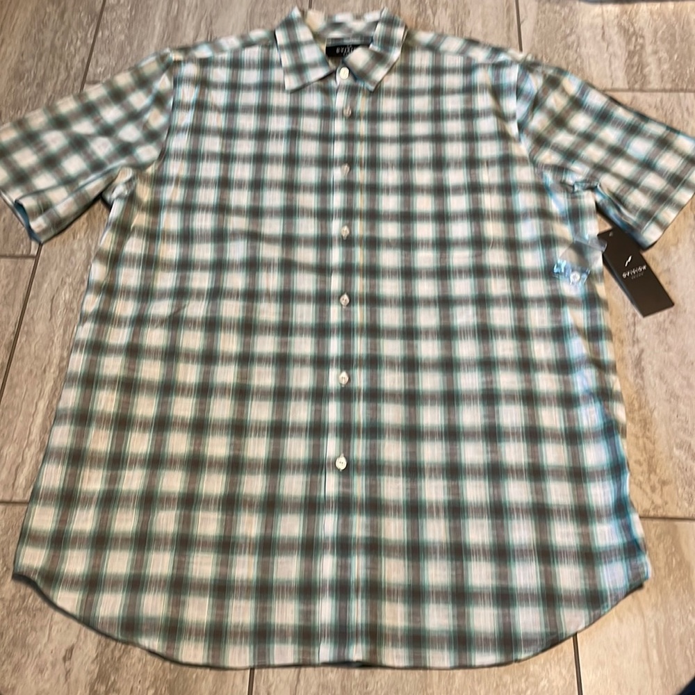 Dvision Large checkered polo shirts white green n brown